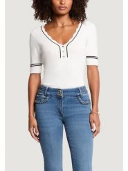 Morgan Bluzka 261-MIREN Biały Slim Fit. Białe bluzki damskie Morgan, xl, bez wzorów, z wiskozy, bez kołnierzyka, bez ramiączek. Za 149.99 zł.