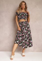 Czarny Bawełniany Komplet 2-częściowy z Topem i Spódnicą Ransa. Czarne spódnice damskie Renee, m, bez wzorów, z bawełny, maxi. Za 49.99 zł.