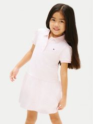 Tommy Hilfiger Sukienka letnia KG0KG09171 Różowy jasny Regular Fit. Czerwone sukienki dla dziewczynek Tommy Hilfiger, na lato, bez wzorów, z bawełny, bez ramiączek. Za 249.99 zł.