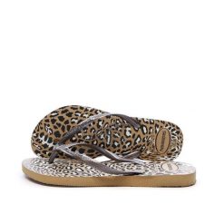 Klapki damskie Havaianas Slim Animals. Brązowe klapki damskie Havaianas, w ażurowe wzory, z materiału, bez obcasa. Za 164.50 zł.