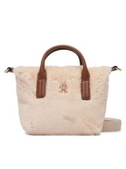 Tommy Hilfiger Torebka Popette Micro Tote Faux Fur AW0AW19311 Beżowy jasny. Brązowe torebki do ręki damskie Tommy Hilfiger, bez wzorów, bez dodatków. Za 409.99 zł.