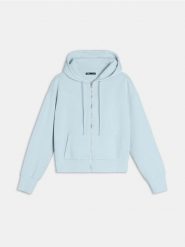 Bluza rozpinana - błękitny. Niebieskie bluzy damskie Sinsay, l, bez wzorów, z kapturem. W wyprzedaży za 29.99 zł.