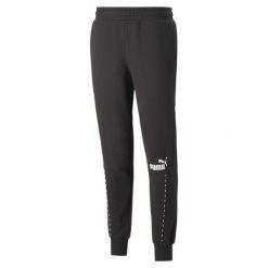 Spodnie Puma Ess Block X Tape Sweatpants Fl Cl B, Mężczyźni. Czarne buty sportowe męskie Puma, z bawełny, bez zapięcia, na fitness i siłownię. Za 390.00 zł.
