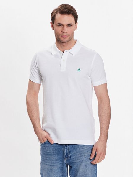 United Colors Of Benetton Polo 3089J3179 Biały Regular Fit. Białe koszulki polo męskie United Colors Of Benetton, m, bez wzorów, z bawełny, bez ramiączek. Za 129.99 zł.