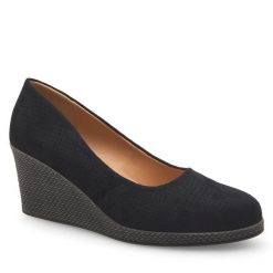 Półbuty Clara Barson. Czarne czółenka damskie Clara Barson, bez wzorów, bez obcasa, na koturnie, bez zapięcia. Za 83.99 zł.