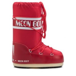Śniegowce Moon Boot. Czerwone śniegowce dziewczęce Moon Boot, z nylonu, bez zapięcia. Za 369.99 zł.