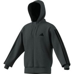 Bluza z kapturem z pełnym zamkiem błyskawicznym adidas Essentials 3-Stripes Flee. Szare bluzy męskie Adidas, na zimę, xl, bez wzorów, z materiału, z kapturem. Za 325.50 zł.
