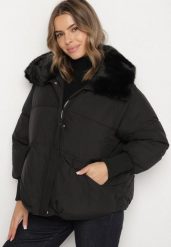 Czarna Oversizowa Kurtka z Pikowaniem Futerkiem i Wysokimi Mankietami Nalesa. Czarne kurtki damskie Born2be, s, bez wzorów, z jeansu, bez kaptura. Za 199.99 zł.