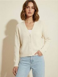 Kardigan basic - kremowy. Białe kardigany damskie Sinsay, l, bez wzorów. Za 39.99 zł.