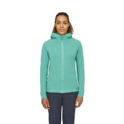 Bluza z kapturem damska Rab Nexus Hoody rozpinana. Zielone bluzy damskie RAB, bez wzorów, z kapturem. Za 314.99 zł.