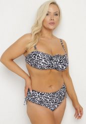 Czarne Bikini Biustonosz z Wiązaniem i Majtki Figi ze Ściągaczami Uloselia. Czarne bikini damskie Born2be, plus size, w ażurowe wzory, plus size. Za 64.99 zł.