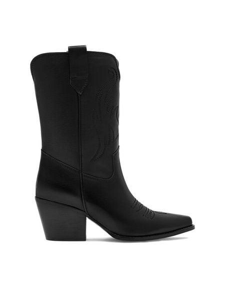 Badura Kowbojki CEO-222FW92 Czarny. Czarne botki damskie Badura, ze skóry, bez obcasa, na słupku, bez zapięcia. Za 449.99 zł.