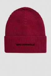 KARL LAGERFELD Różowa czapka K/essential Beanie. Czerwone czapki i kapelusze damskie KARL LAGERFELD, bez wzorów. W wyprzedaży za 249.99 zł.