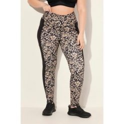 Damskie Legginsy sportowe szybkoschnące wzór w panterkę z recyklingu. Brązowe legginsy damskie Ulla Popken, plus size, bez wzorów, z materiału. Za 244.99 zł.