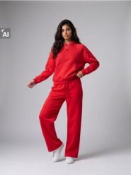 Spodnie dresowe barrel leg z bawełną - czerwony. Czerwone spodnie dresowe damskie Sinsay, l, bez wzorów, z bawełny. Za 39.99 zł.