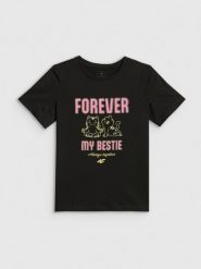 4F T-shirt regular z nadrukiem dziewczęcy - czarny 134 (8-9 lat). Czarne t-shirty i topy dla dziewczynek 4f, bez wzorów, z bawełny, bez ramiączek. Za 49.99 zł.