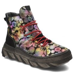 Kolorowe Botki Maciejka Eleganckie Obuwie Damskie. Czerwone kozaki damskie Maciejka, z materiału, bez obcasa. Za 449.00 zł.
