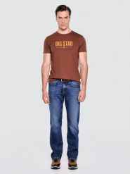 Koszulka męska o klasycznym kroju brązowa Bruno 804. Brązowe t-shirty męskie Big Star, l, bez wzorów, z bawełny, klasyczne, bez kołnierzyka. Za 99.99 zł.