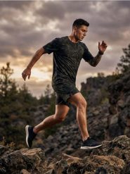 Koszulka sportowa ze wzorem moro - wielobarwny. Koszulki sportowe męskie Sinsay, l, bez wzorów, bez kołnierzyka, bez ramiączek. Za 29.99 zł.