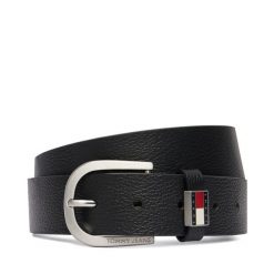 Pasek Tommy Jeans. Czarne paski damskie Tommy Jeans, bez wzorów, z jeansu. Za 169.99 zł.