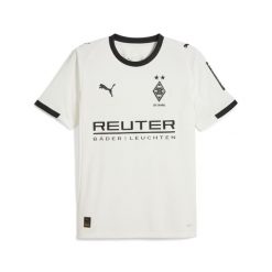 Męska koszulka domowa Borussia Mönchengladbach 25/26 PUMA Warm White Black. Białe koszulki sportowe męskie Puma, m, bez wzorów, bez kołnierzyka, bez ramiączek, do piłki nożnej. Za 439.00 zł.