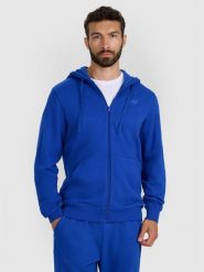 4F Bluza dresowa rozpinana z kapturem męska - niebieska L. Niebieskie bluzy męskie 4f, l, bez wzorów, z bawełny, z kapturem. Za 99.99 zł.