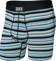 SAXX Bokserki męskie wygodne SAXX ULTRA Boxer Brief Fly paski - niebieskie M. Niebieskie bokserki męskie Saxx, bez wzorów. Za 110.49 zł.