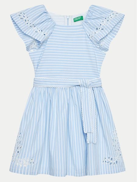 United Colors Of Benetton Sukienka codzienna 4ETMCV02M Niebieski Regular Fit. Niebieskie sukienki dla dziewczynek United Colors Of Benetton, bez wzorów, z bawełny, bez ramiączek. Za 129.99 zł.