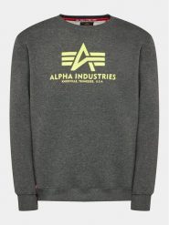 Alpha Industries Bluza Basic 178302 Szary Regular Fit. Szare bluzy męskie Alpha Industries, l, bez wzorów, z bawełny, bez kaptura. Za 209.99 zł.