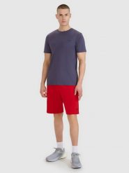 4F Spodenki dresowe regular męskie - czerwone XL. Czerwone krótkie spodenki sportowe męskie 4f, l, bez wzorów, z bawełny. Za 79.99 zł.