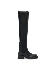 Desigual Muszkieterki 24WSTP04 Czarny. Czarne kozaki damskie Desigual, ze skóry, bez obcasa, na płaskiej podeszwie. Za 529.99 zł.