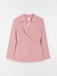 Żakiet z domieszką wiskozy - różowy. Czerwone żakiety damskie Sinsay, l, bez wzorów, z wiskozy. Za 79.99 zł.