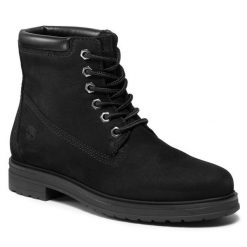 Trzewiki Timberland. Czarne botki damskie Timberland, bez obcasa, na płaskiej podeszwie, bez zapięcia. Za 719.99 zł.