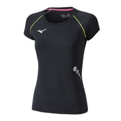 T-Shirt Mizuno Czarny Kobiecy. Czarne t-shirty damskie Mizuno, xl, bez wzorów, z materiału, klasyczne, bez kołnierzyka. Za 153.45 zł.