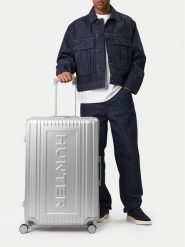 Hunter Walizka duża CEO-HUNTER-L-002-08-SILVER Srebrny. Szare walizki męskie Hunter, bez wzorów, z tworzywa sztucznego, duże. Za 399.99 zł.