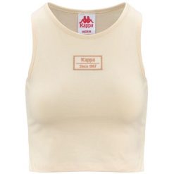 Damski tank top Kappa Authentic Stew Organic. Białe koszulki sportowe damskie Kappa, bez wzorów, z bawełny, na fitness i siłownię. Za 181.50 zł.
