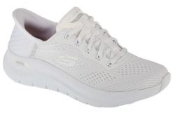 Buty sportowe damskie, Slip-Ins: Arch Fit 2.0 - Easy Chic. Białe obuwie sportowe damskie Skechers, bez wzorów, z materiału, trekkingowe. Za 489.99 zł.