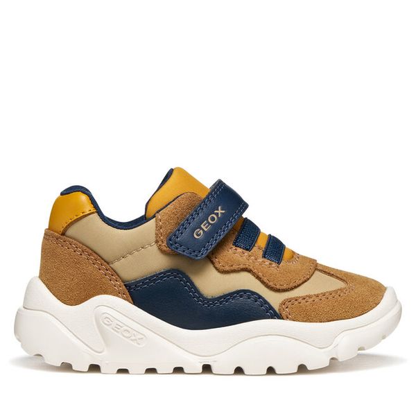 Sneakersy Geox. Brązowe trampki i tenisówki chłopięce Geox, bez wzorów, bez zapięcia. Za 229.99 zł.