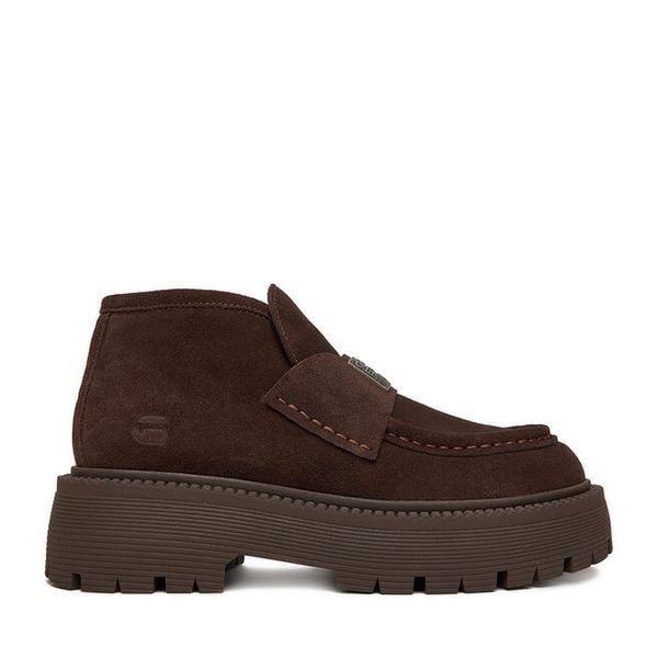 Botki G-Star Raw. Brązowe botki damskie G-Star Raw, retro, bez obcasa, na płaskiej podeszwie, bez zapięcia. Za 339.99 zł.