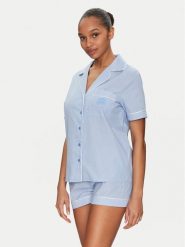 Guess Piżama O5GX10 WH1K1 Niebieski Regular Fit. Niebieskie piżamy damskie Guess, l, z aplikacjami, z bawełny, bez ramiączek. Za 219.99 zł.
