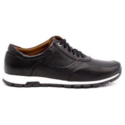 Olivier Buty męskie skórzane casual 902KNT czarne. Czarne półbuty na co dzień męskie casualowe, bez zapięcia. Za 367.89 zł.