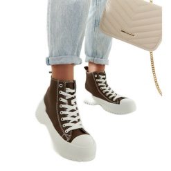 Zielone trampki za kostkę Ronchis. Zielone trampki i tenisówki damskie bez wzorów, eleganckie, za kostkę, bez zapięcia. Za 75.21 zł.