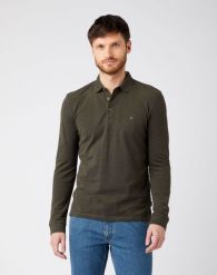 WRANGLER LS REFINED POLO MĘSKA KOSZULKA POLO IVY GREEN W7MRKHXIX 112141600. Zielone koszulki polo męskie Wrangler, m, bez wzorów, bez ramiączek. Za 99.99 zł.