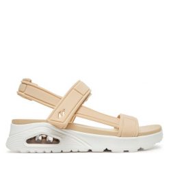 Sandały Skechers. Brązowe sandały damskie Skechers, bez wzorów, bez obcasa, na koturnie, bez zapięcia. Za 189.99 zł.