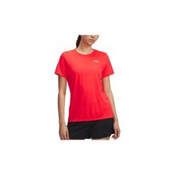 Koszulka T-Shirt Damski Under Armour Treningowy Szybkoschnący Lekki. Czerwone koszulki sportowe damskie Under Armour, bez wzorów, bez kołnierzyka, bez ramiączek, do biegania. W wyprzedaży za 81.75 zł.