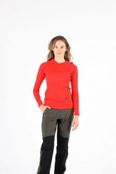 Sonatra - Koszulka z kapturem 100% wełna merino (195 g/m²). Czarne koszulki sportowe damskie WOOLONA, l, bez wzorów, z materiału, bez kołnierzyka, bez ramiączek, do biegania. Za 324.00 zł.