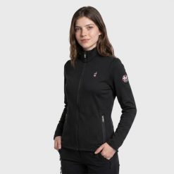 Bluza trekkingowa damska DEBBY rozpinana. Czarne bluzy damskie Aulp, bez wzorów, z dzianiny, bez kaptura. Za 229.99 zł.