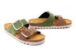 DR. BRINKMANN 700924-07 grun, klapki damskie. Zielone klapki damskie Dr. Brinkmann, bez wzorów, ze skóry, bez obcasa. Za 329.90 zł.