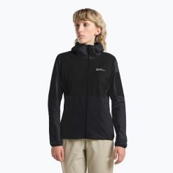 Bluza polarowa damska Jack Wolfskin Prelight Trail Hoody. Czarne bluzy damskie Jack Wolfskin, bez wzorów, z polaru, bez kaptura, trekkingowe. Za 449.99 zł.