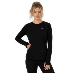 Koszulka treningowa damska Morotai Basic Logo Londgsleeve. Czarne koszulki sportowe damskie MOROTAI, xs, bez wzorów, z bawełny, bez kołnierzyka, bez ramiączek, na fitness i siłownię. W wyprzedaży za 91.00 zł.